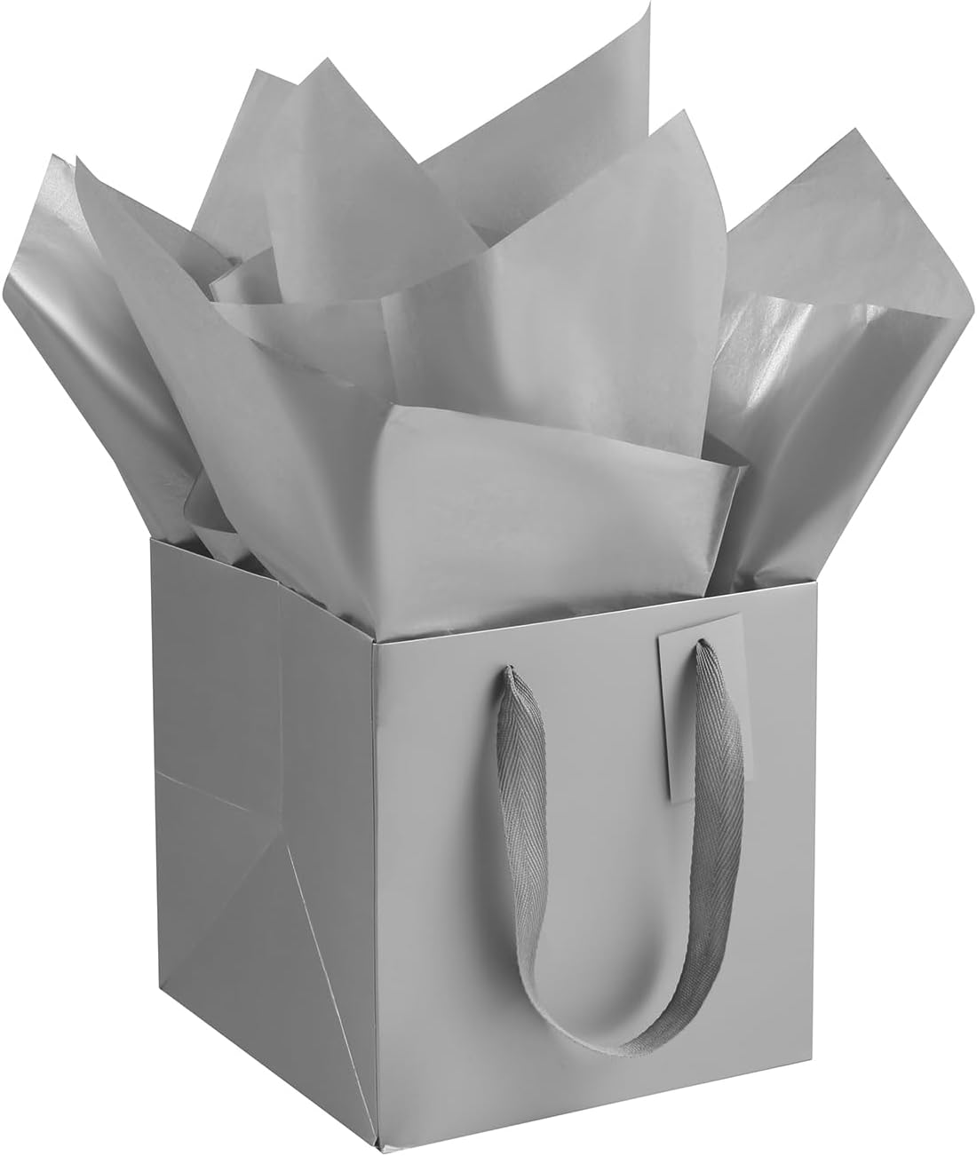 ADIDO EVA 10Pcs Silver Square Gift Bags with Handles