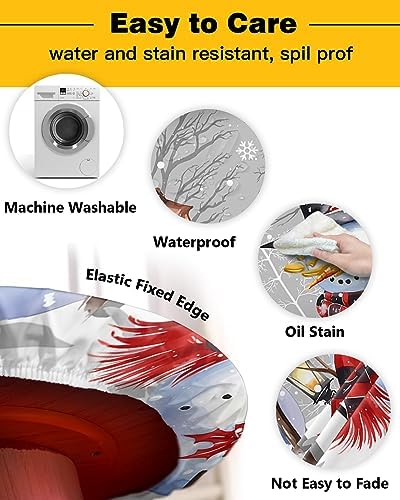 ZOE GARDEN Grey Snowman Round Waterproof Table Cover