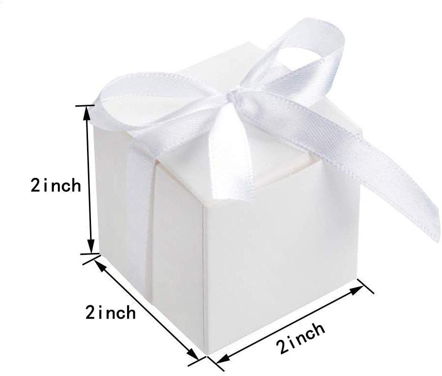 50pcs White Square Gift Boxes with Twine for Weddings and Parties