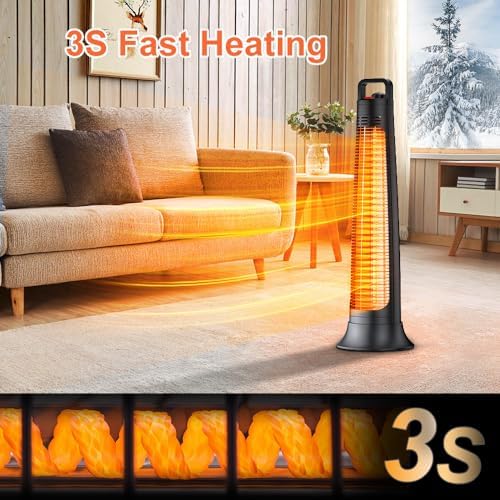 FLOWBREEZE Electric Patio Heater with 60 Degree Oscillation and 3S Instant Heating