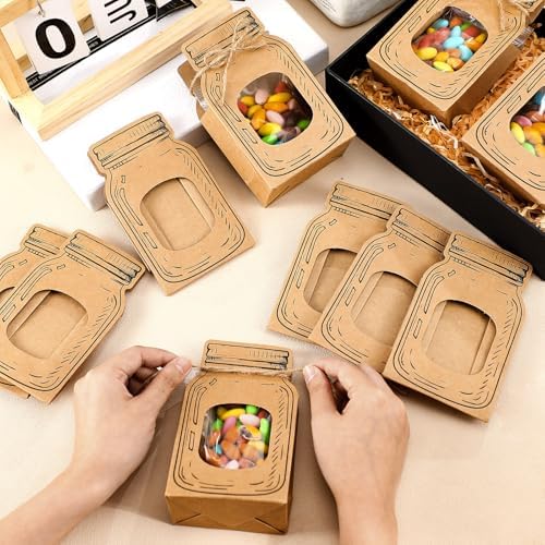 Yexiya Mini Kraft Paper Mason Jar Treat Bags 24 Pcs