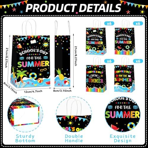 CHUNNIN 24pcs Summer Party Gift Bags for Kids