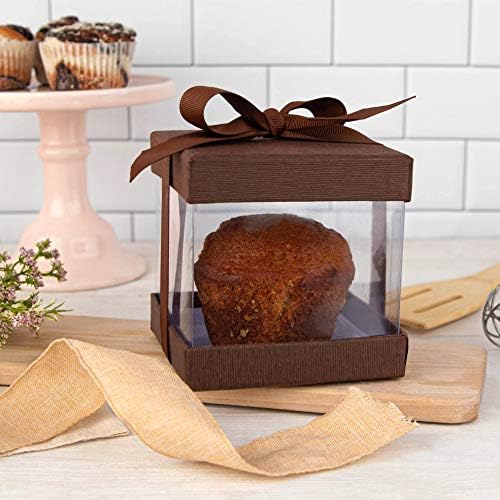Hammont Clear Gift Box 6 Pack Brown 4x4x4