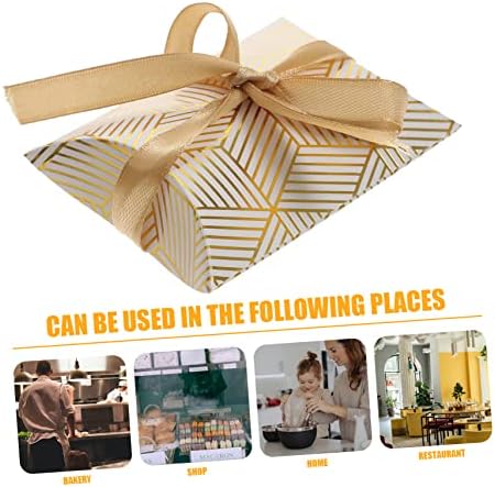 Beaupretty 50pcs Foil Candy Pillow Boxes with Ribbons for Weddings and Parties