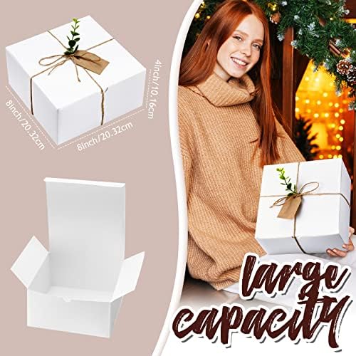 Crtiin 8 Pack White Paper Gift Boxes with Lids Set