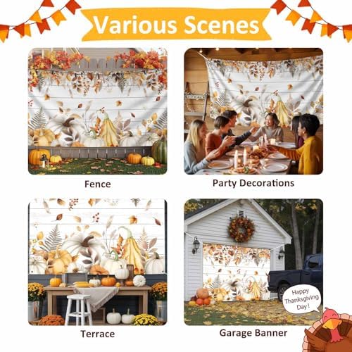 Fall Garage Door Banner with Pumpkins and Maple Leaves
