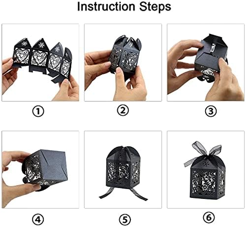 COTOPHER 60pcs Laser Cut Thank You Gift Boxes with Ribbons