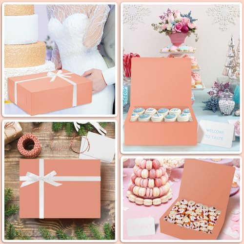 12 Pcs Large Pink Gift Boxes with Lid and Ribbon