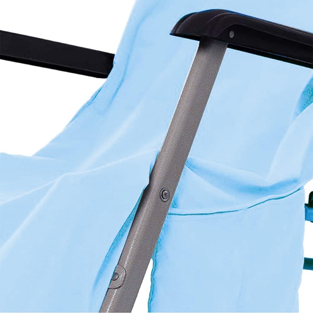 Sky Blue Chaise Lounge Cover with Side Pockets