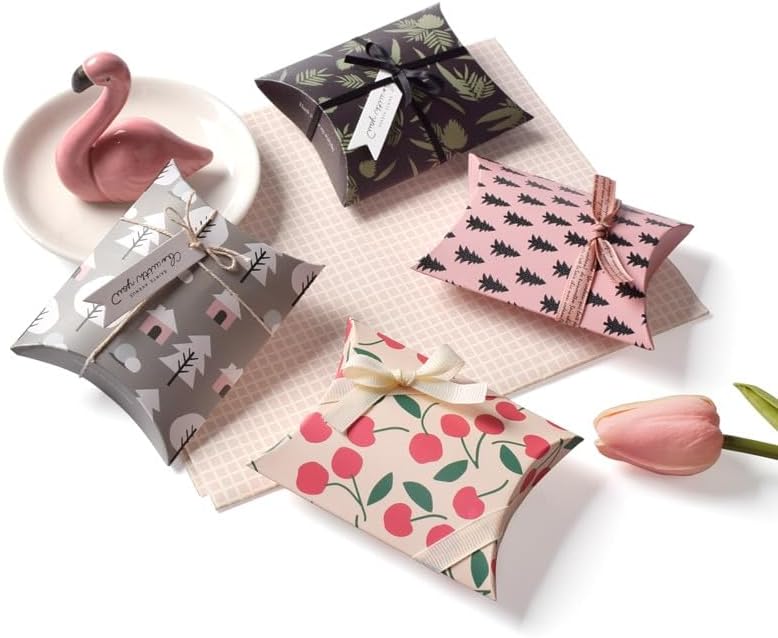 MODADA Pink Pillow Gift Boxes 100PCS for Wedding and Party