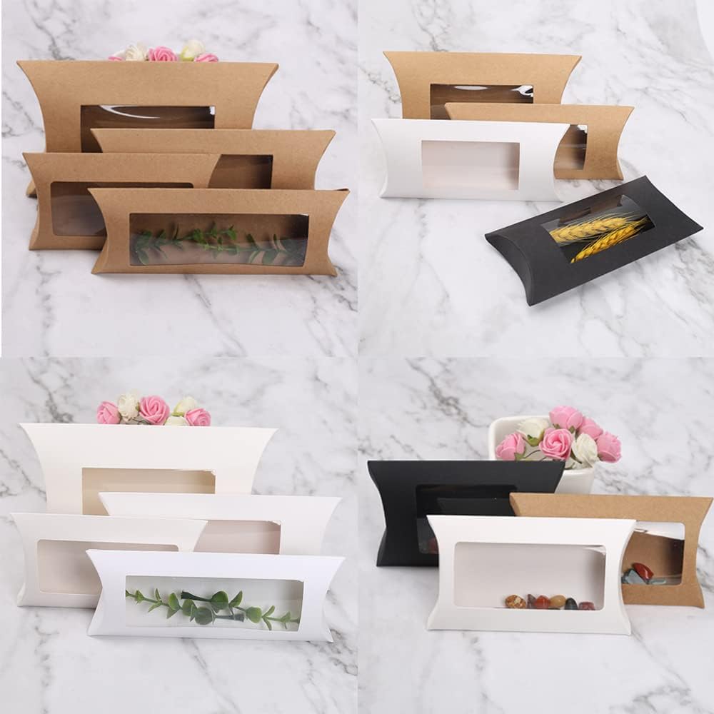 40pcs Kraft Paper Mini Pillow Packaging Box with Clear Window