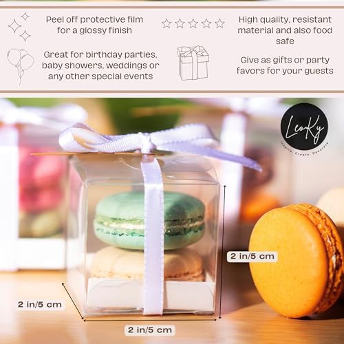 LeoKy 50-Pack Clear Treat Boxes for Macarons Chocolates Party Favors