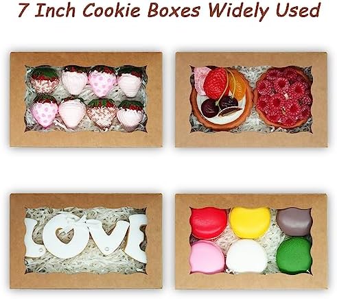 20 Pcs Kraft Cookie Boxes with Window 7x4375x15 Inch