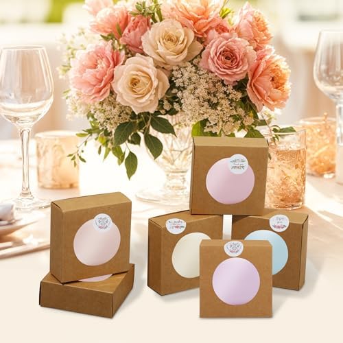 Liobelon 30 Pack Kraft Paper Soap Boxes with Clear Windows