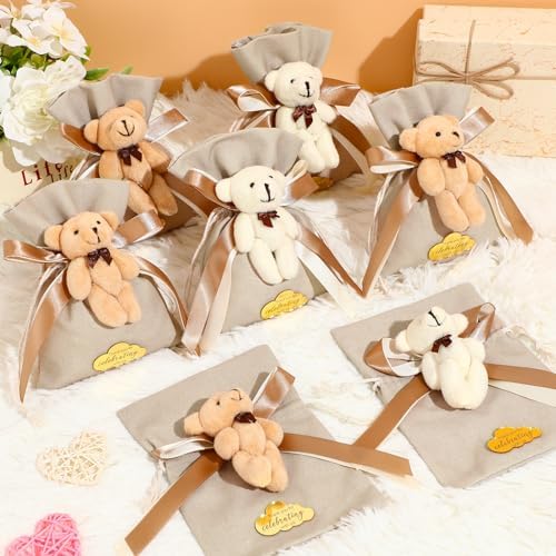 24 Pcs Plush Bear Gift Bags for Baby Shower