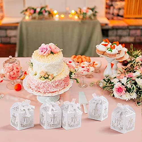 LEMESO Laser Cut Favor Boxes White 2x2x2 Inch Set