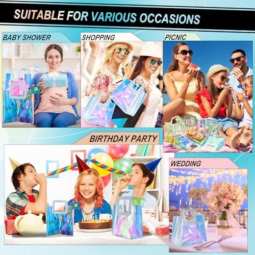 10 Pcs Reusable Holographic Gift Bags with Handle