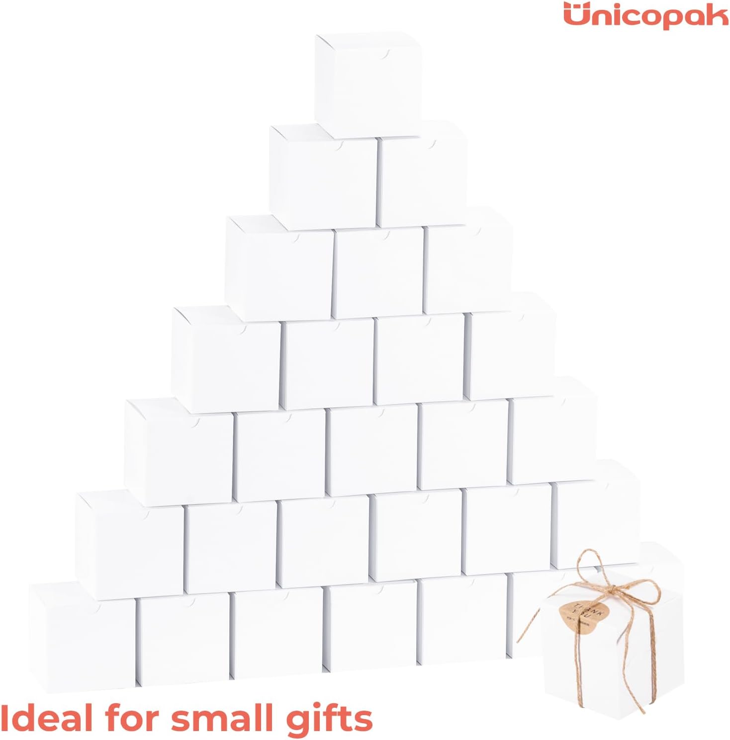 UnicoPak 20 Pack White 3x3x3 Gift Boxes with Lids