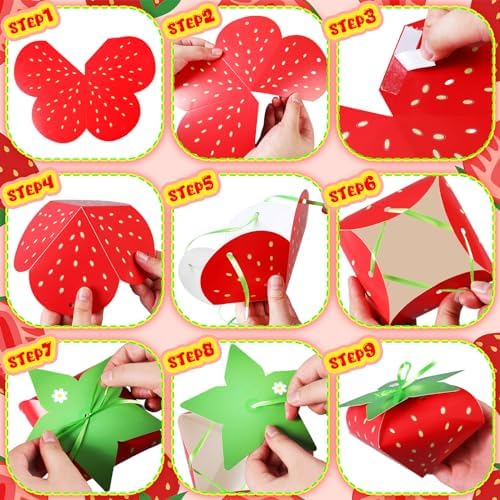 30 Pcs Strawberry Treat Boxes for Birthday Party Decorations