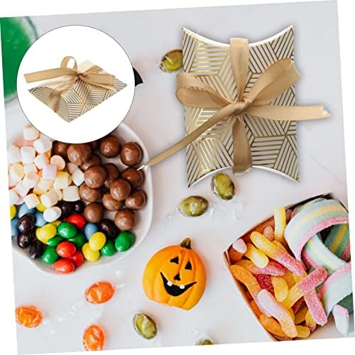 FRCOLOR 50PCS Small Pillow Candy Boxes with Foil Design