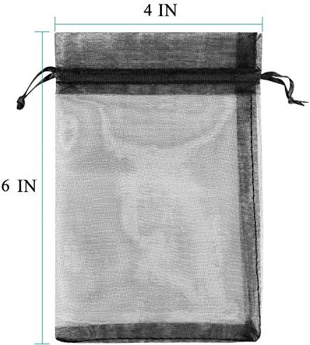 100 Pcs Black 4x6 Inch Drawstring Gift Wrap Bag
