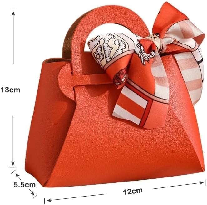 10 Pack Ivory White Leather Candy Bags with Handle