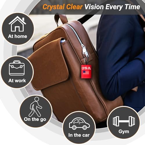 2-Sided Glasses Cleaning Kit Patriotic Microfiber Cloth Keychain