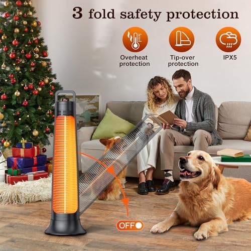 BIESQYA Outdoor Patio Heater with 60 Oscillation and IP65 Waterproof