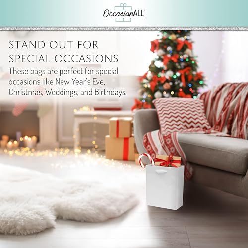OccasionALL White Gift Bags with Handles 12 Pack