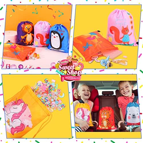 GliCraft 16 Pcs Animal Drawstring Gift Bags for Kids