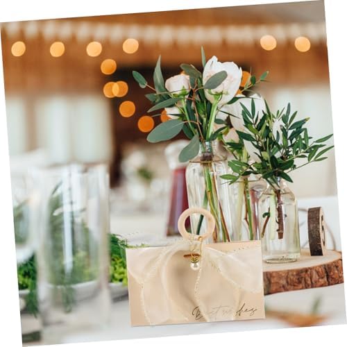 COLLBATH 10pcs Gold Ribbon Wedding Favor Boxes with Wood Handles