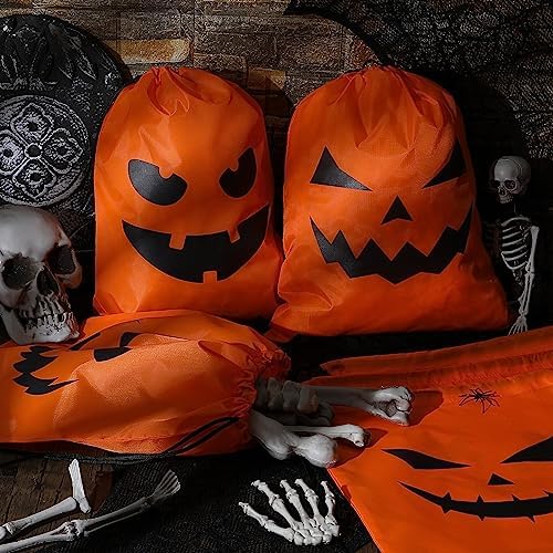 Sweetude 24 Halloween Drawstring Bags Large Backpacks Orange