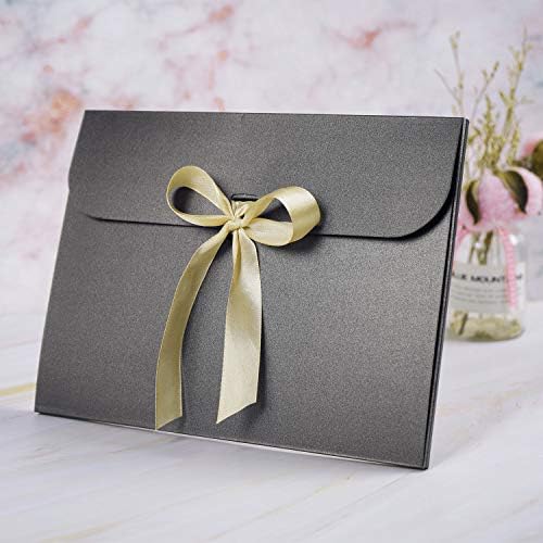 10PCS Gift Envelopes with Ribbon Bowknot Black