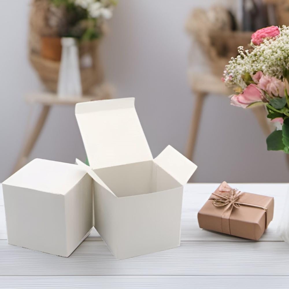 Oletx 25 Pcs White Gift Boxes 4x4x4 Inch with Lids