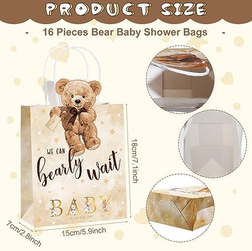 Tinlade 16 Pcs Bear Baby Shower Bags with Handles
