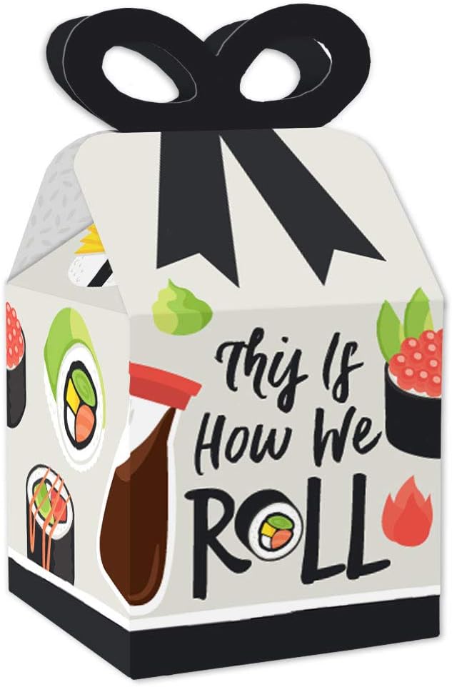 Big Dot of Happiness Lets Roll Sushi Bow Boxes Set of 12