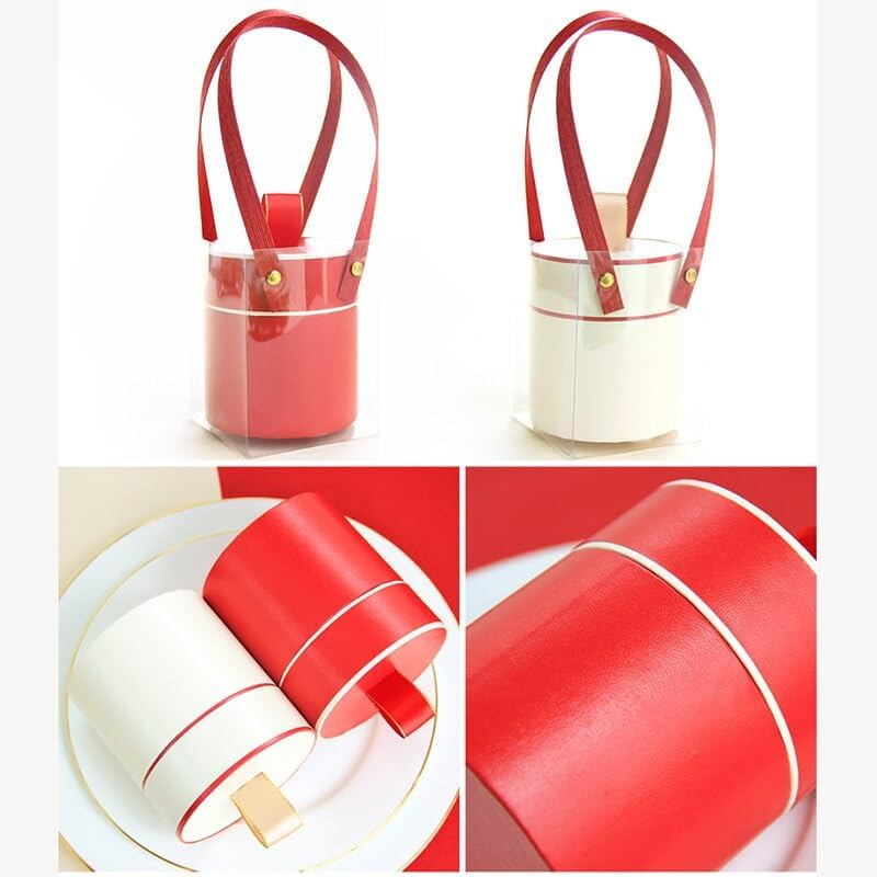 MODADA Red Beige Cylinder Gift Bags Wedding Favor Packaging Gift Box