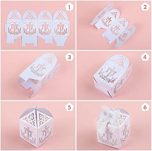 LEMESO Laser Cut Favor Boxes White 2x2x2 Inch Set
