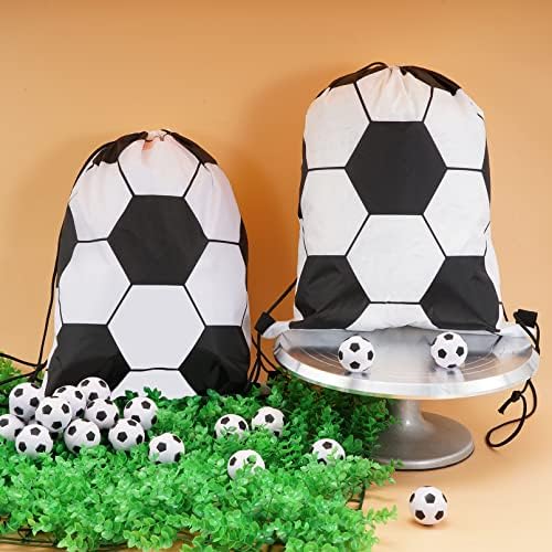 12 Pack Soccer Drawstring Bags for Gifts and Party Favs