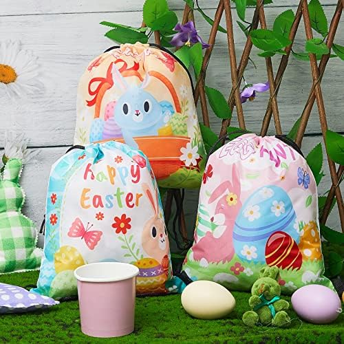 24 Piece Easter Themed Drawstring Gift Bags with 6 Designs