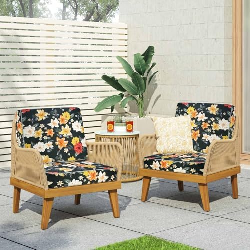 Porch Shield Outdoor Cushion Slipcovers Set 4 Floral Black