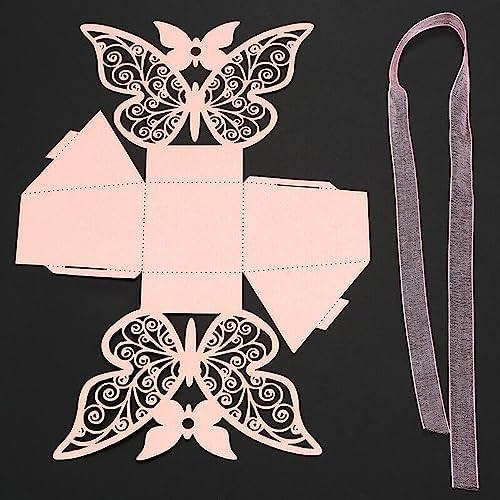 100PCS Laser Cut Butterfly Favor Boxes With Ribbons