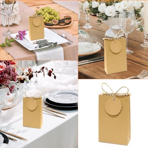 Faylapa 50Pcs Brown Party Treat Bags Boxes