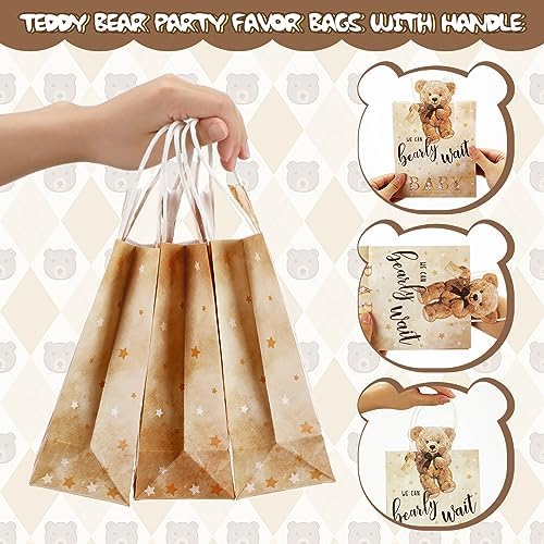 Tinlade 16 Pcs Bear Baby Shower Bags with Handles