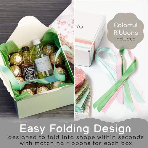 Small Floral Gift Boxes with Lids and Ribbons 20 Pack