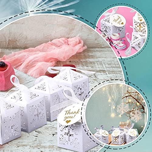 Marspark 50 White Christening Favor Boxes 2x2x3 Inch