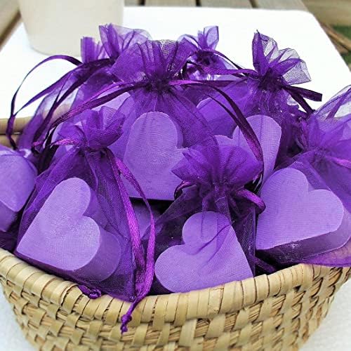 50 Pack Organza Gift Bags 5x7 Inch Purple Drawstring Sheer Packaging