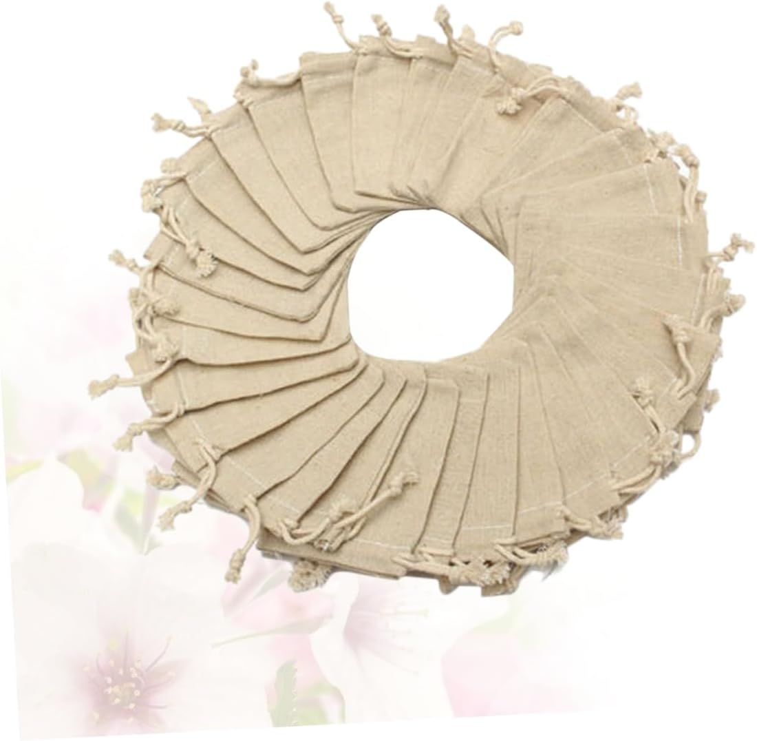 NIYANGLE 50pcs Burlap Drawstring Pouches for Jewelry Candy Party Favors