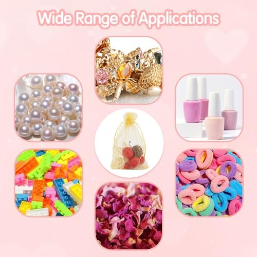 Muyurra Organza Gift Bags 4x6 50Pcs Sheer Drawstring Mesh Bags