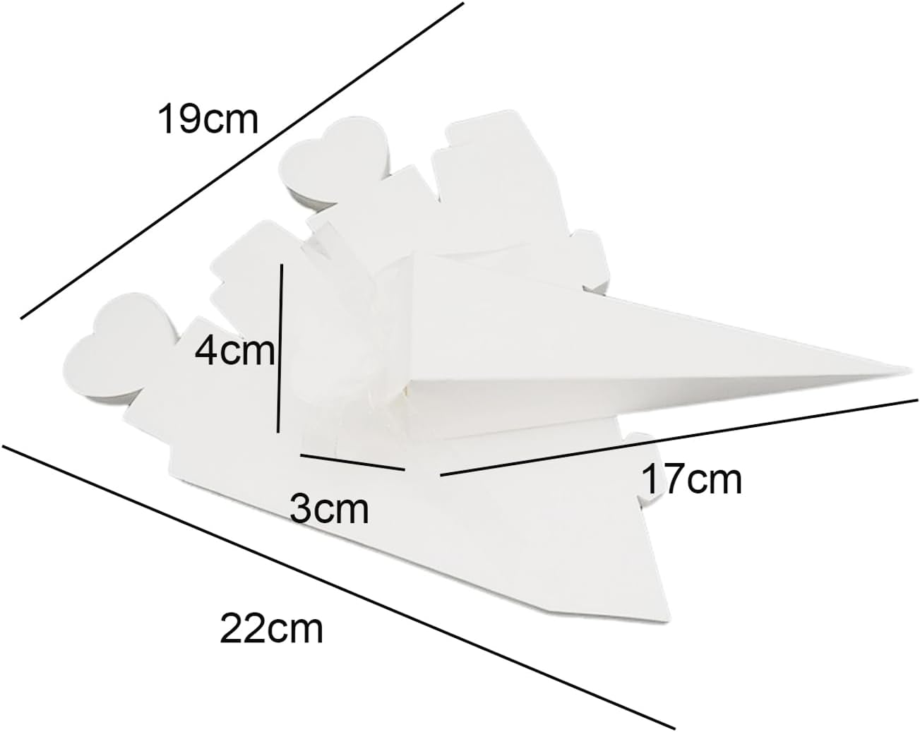 50 Piece White Cone Shaped Cookie Boxes with Ribbons